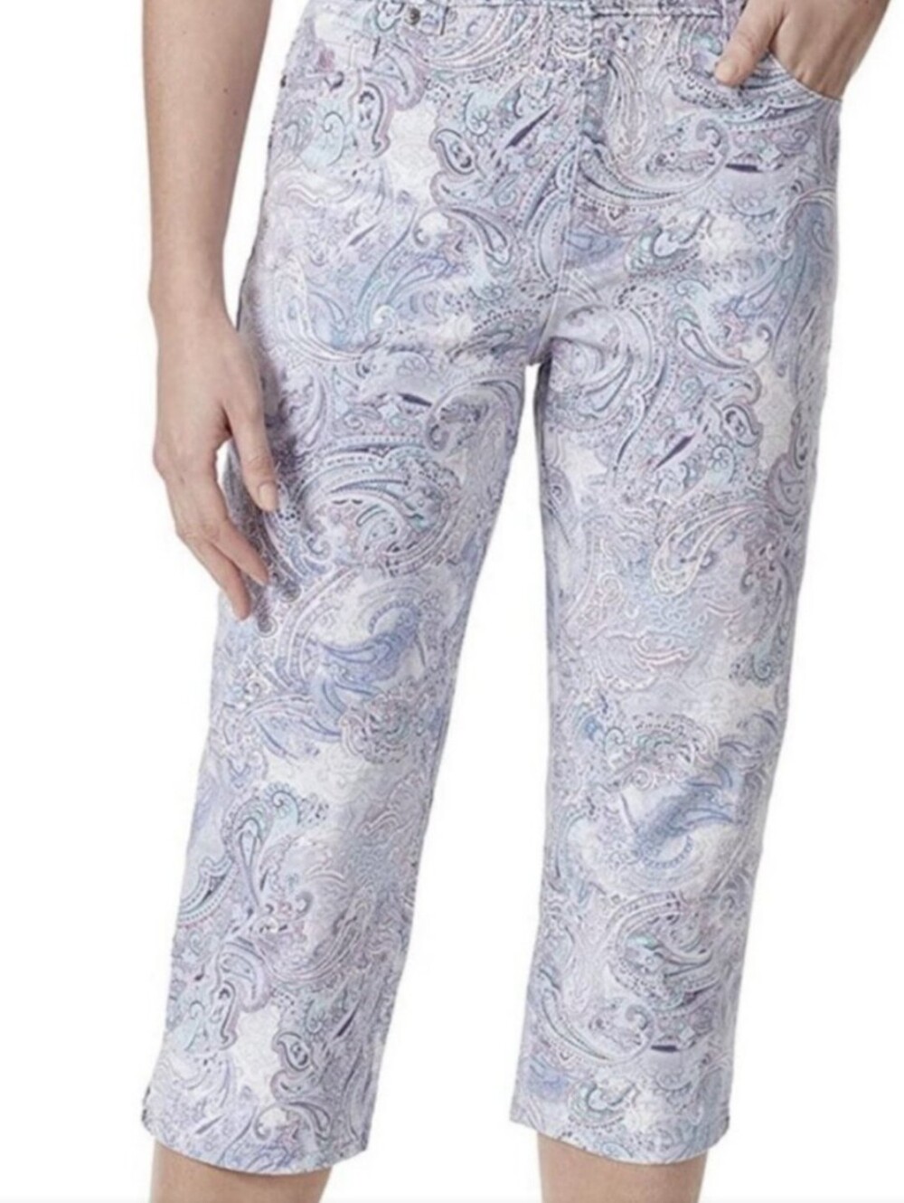 Gloria Vanderbilt Lavender Kiss Prussian Amanda Paisley Cropped Pants